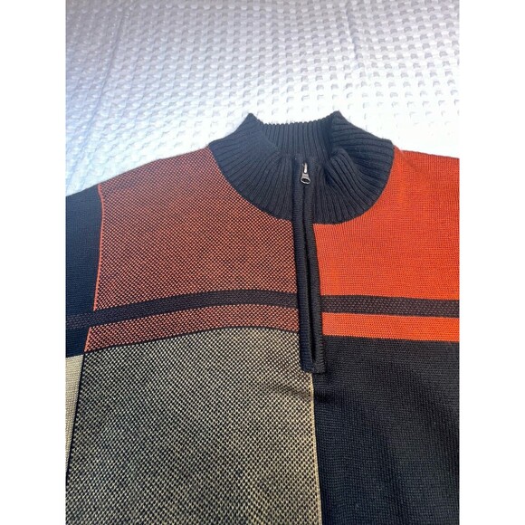 Cellini Collezione Men's XL Pullover Sweater Brown Wool Blend 90s 1/4 Zip - Picture 3 of 5